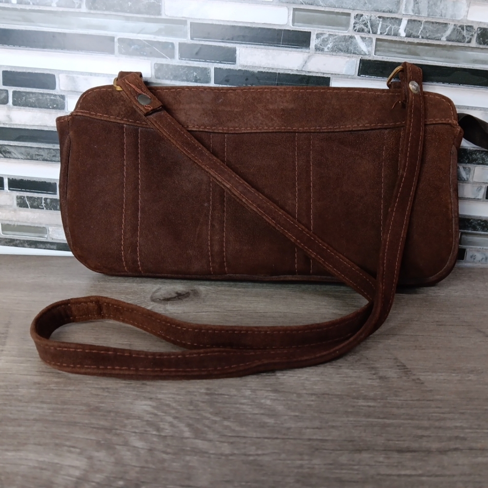 Classic Brown Suede Crossbody Bag